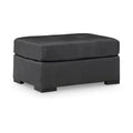 Signature Design by Ashley Brindley Pier Oversized Accent Ottoman, Top Grain Leather Cushion, Fog Black