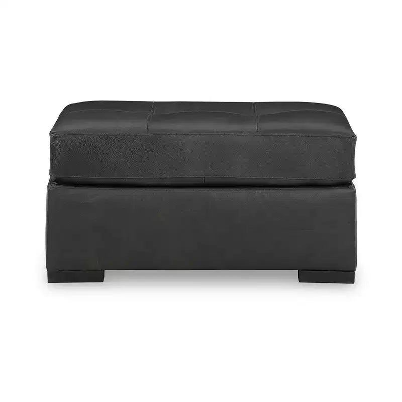 Pouf d’appoint surdimensionné, coussin en cuir pleine fleur, noir brumeux