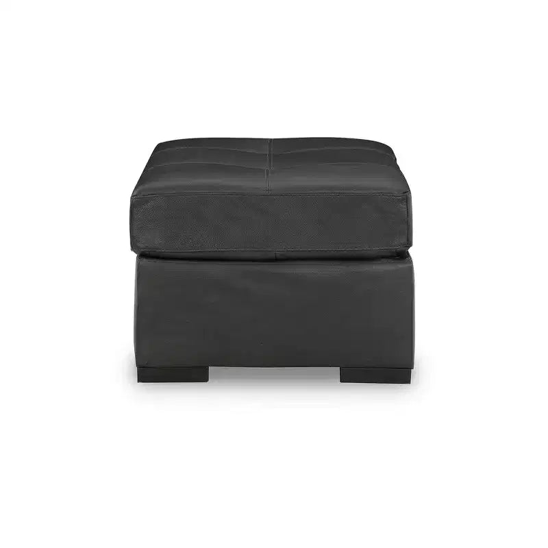 Pouf d’appoint surdimensionné, coussin en cuir pleine fleur, noir brumeux