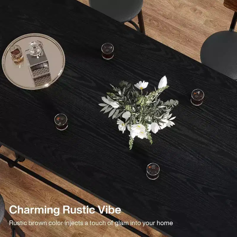 Bartisch, 63 Zoll, Industriestil, Tresenhöhe, mit Metallfußstütze für Esszimmer und Hausbar, Schwarz