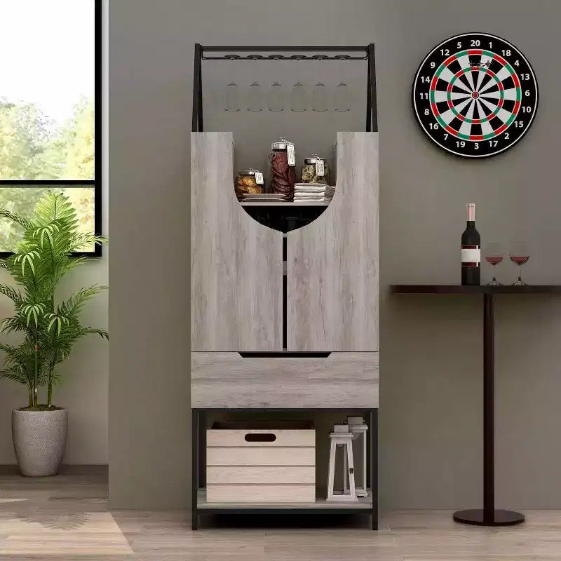 Multifunktionaler Weinschrank in Vintage-Grau