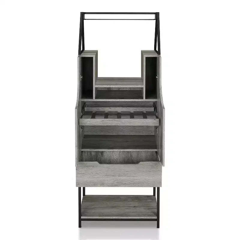 Multifunktionaler Weinschrank in Vintage-Grau