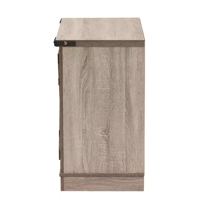 Meuble à chaussures en bois de style rustique, 2 portes, chêne brun : rangement d’entrée, peut contenir 9 paires