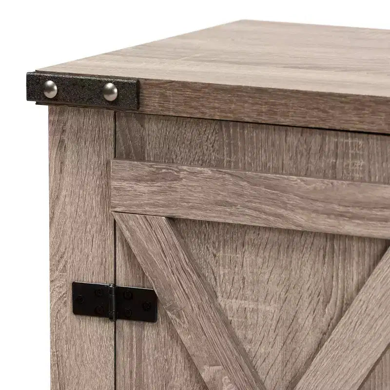 Meuble à chaussures en bois de style rustique, 2 portes, chêne brun : rangement d’entrée, peut contenir 9 paires