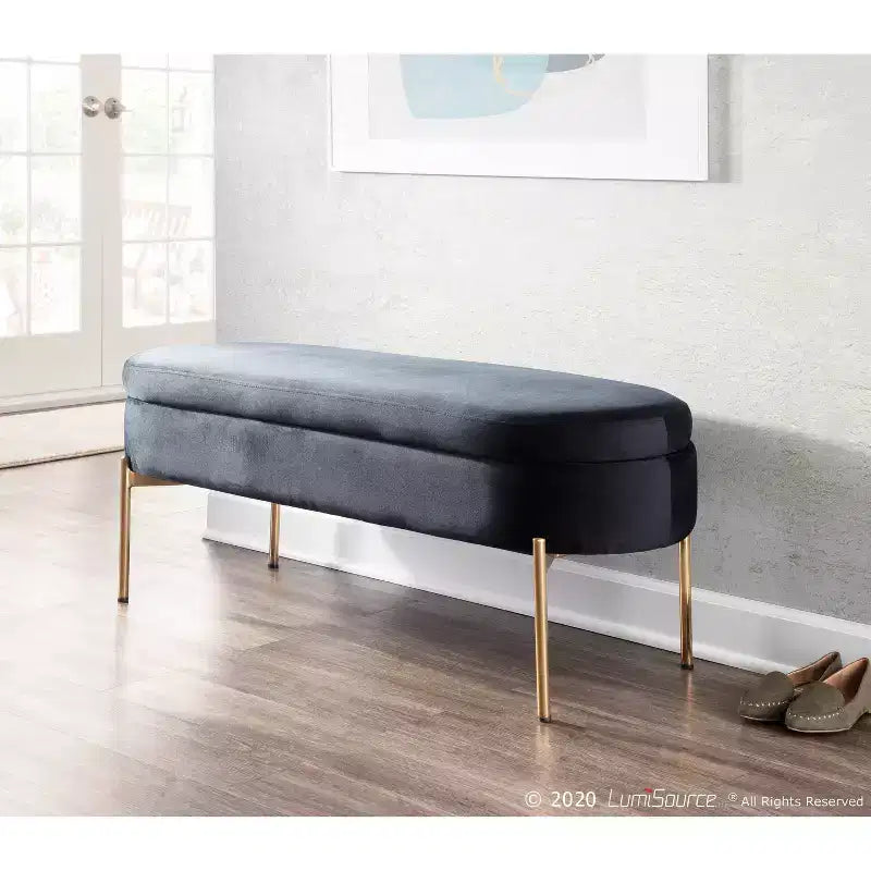 Banc de rangement contemporain rembourré de 48 pouces