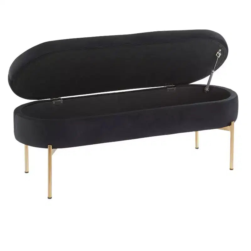 Banc de rangement contemporain rembourré de 48 pouces