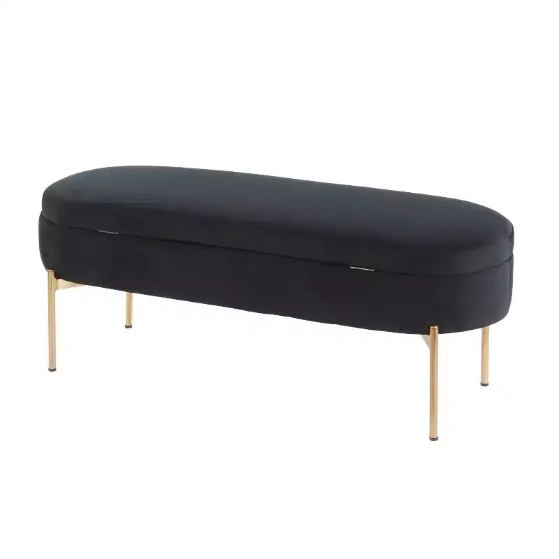 Banc de rangement contemporain rembourré de 48 pouces