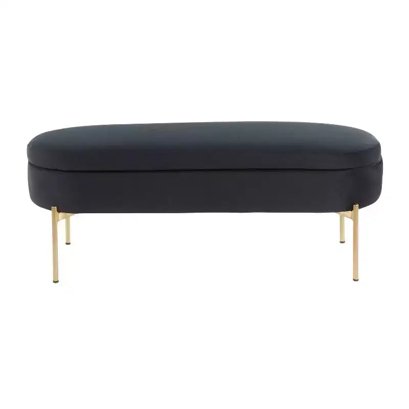 Banc de rangement contemporain rembourré de 48 pouces