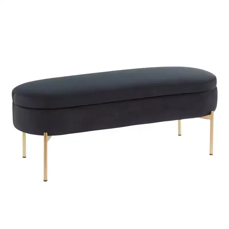 Banc de rangement contemporain rembourré de 48 pouces