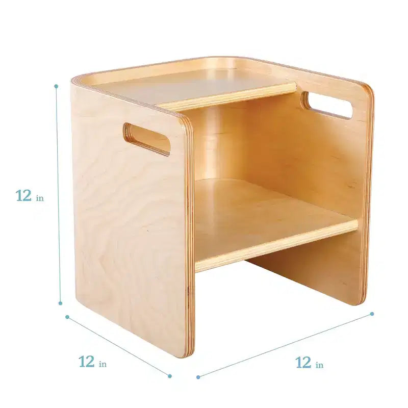 Silla cúbica multiusos de madera curvada para niños pequeños