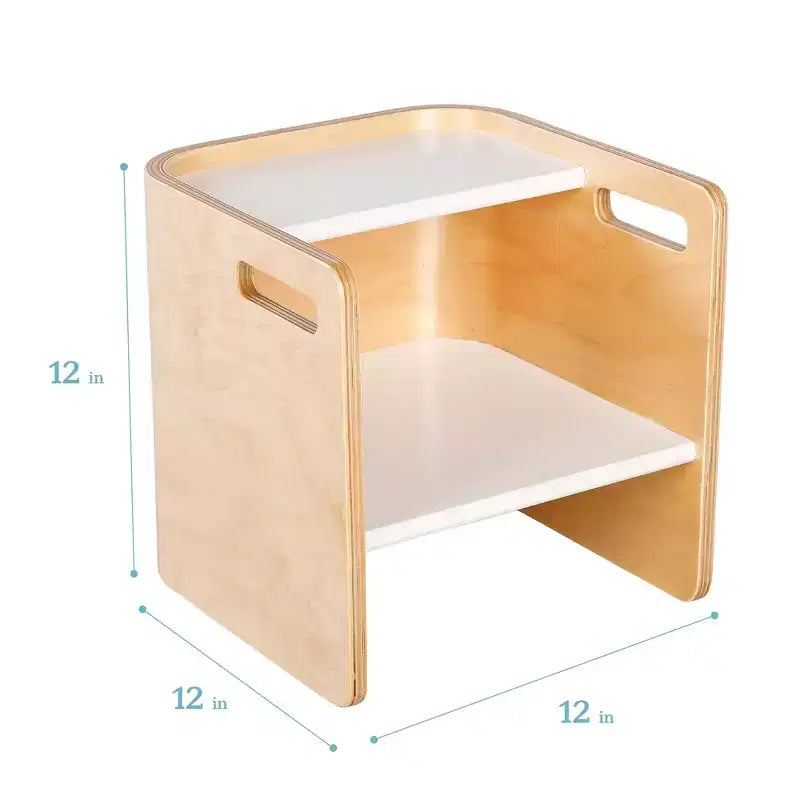 Silla cúbica multiusos de madera curvada para niños pequeños
