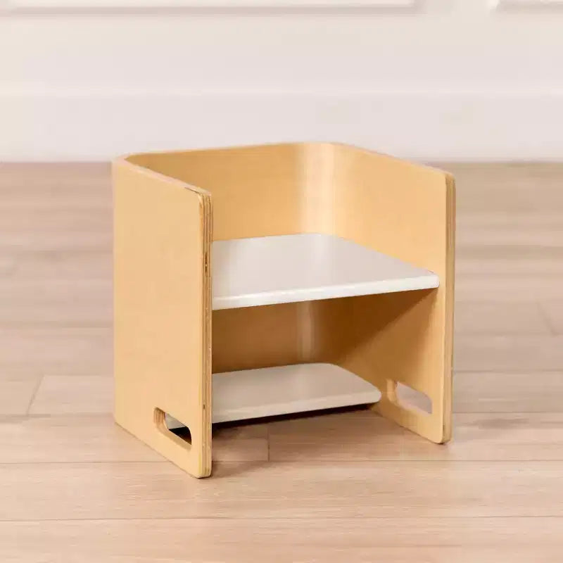 Silla cúbica multiusos de madera curvada para niños pequeños