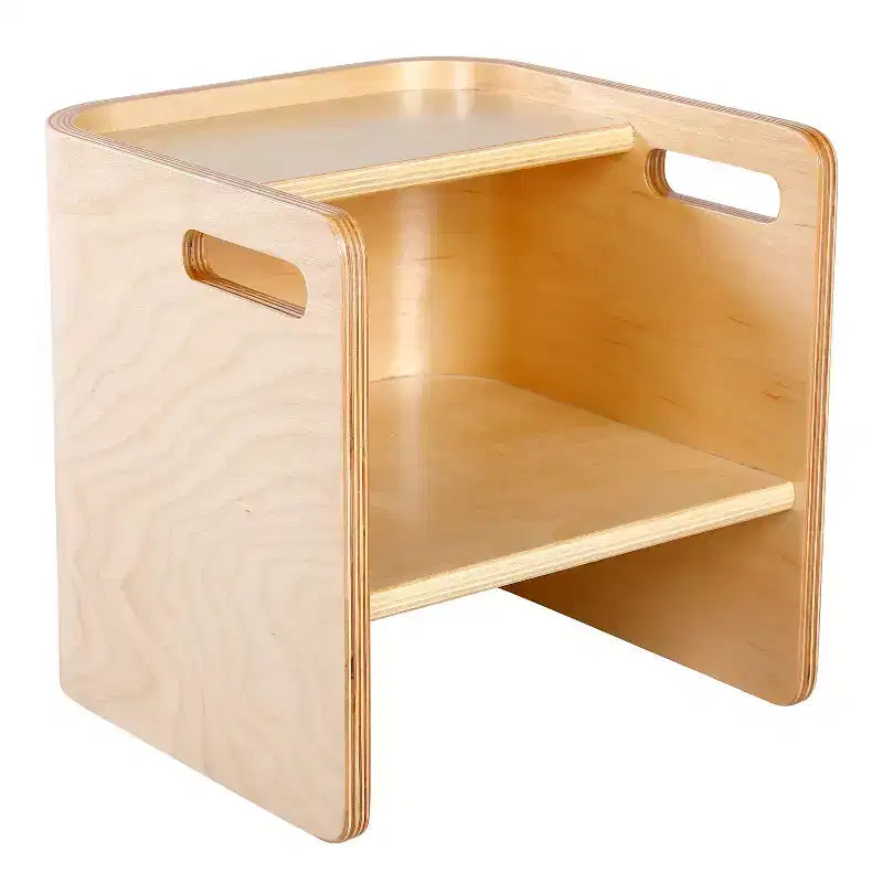 Silla cúbica multiusos de madera curvada para niños pequeños