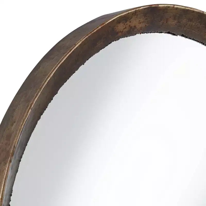 Miroir mural décoratif rond Tortin, cadre en métal martelé irrégulier de style rustique, largeur de 34 pouces, pour salle de bain, chambre, salon, bureau ou entrée
