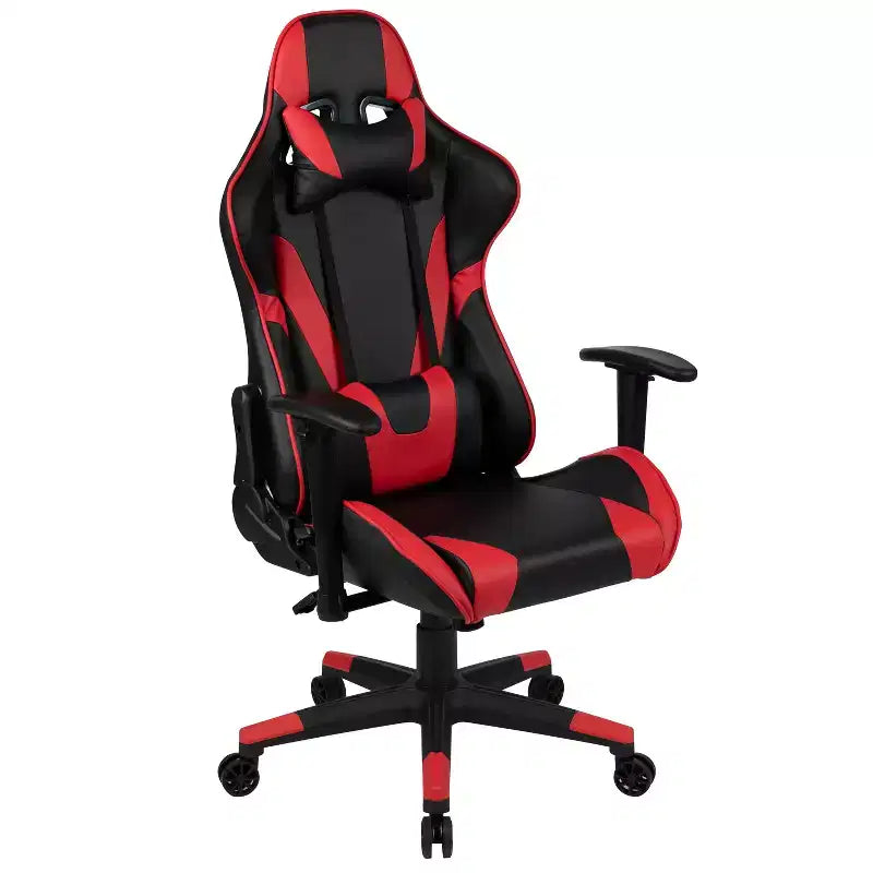Ensemble bureau de jeu et chaise de jeu inclinable avec porte-gobelet et crochet pour casque