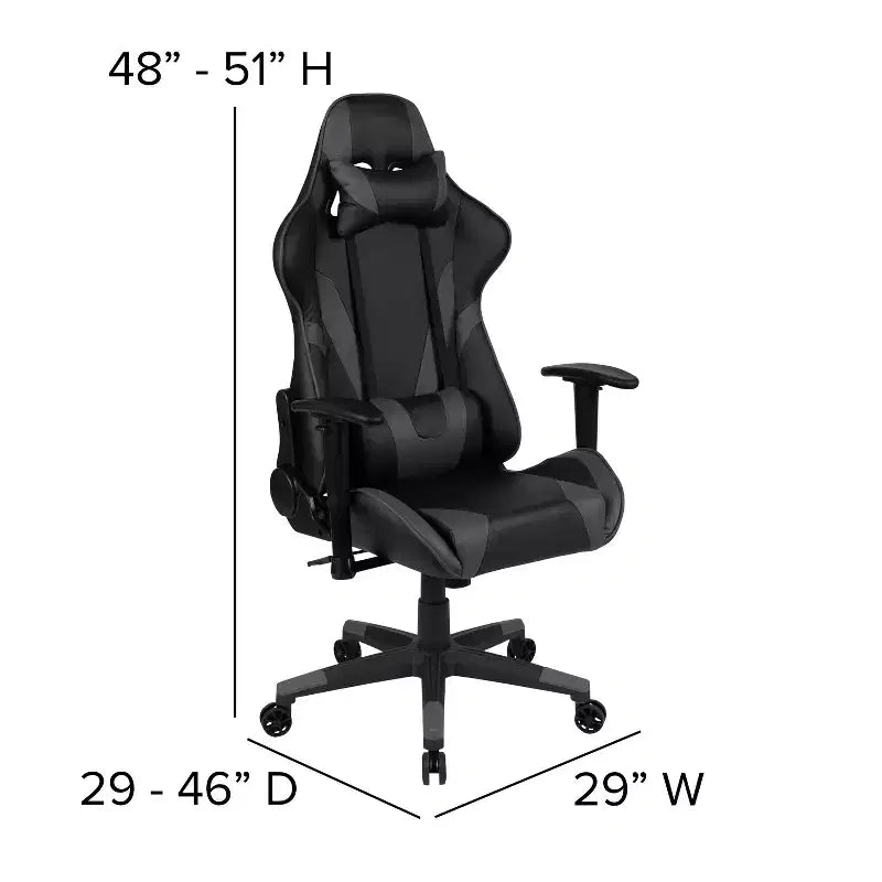 Ensemble bureau de jeu et chaise de jeu inclinable avec porte-gobelet et crochet pour casque