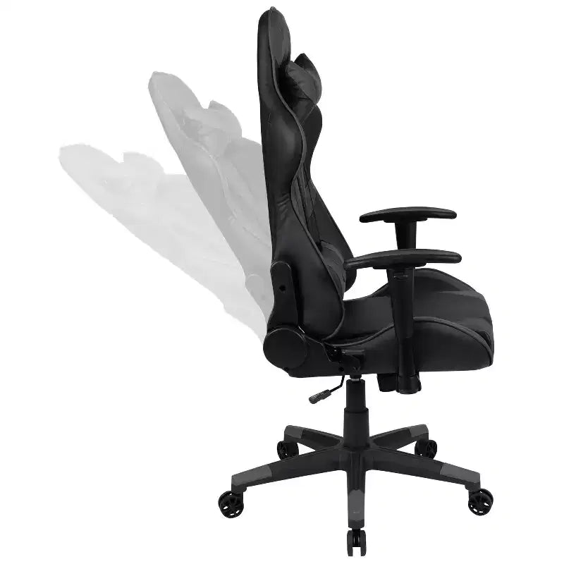 Ensemble bureau de jeu et chaise de jeu inclinable avec porte-gobelet et crochet pour casque