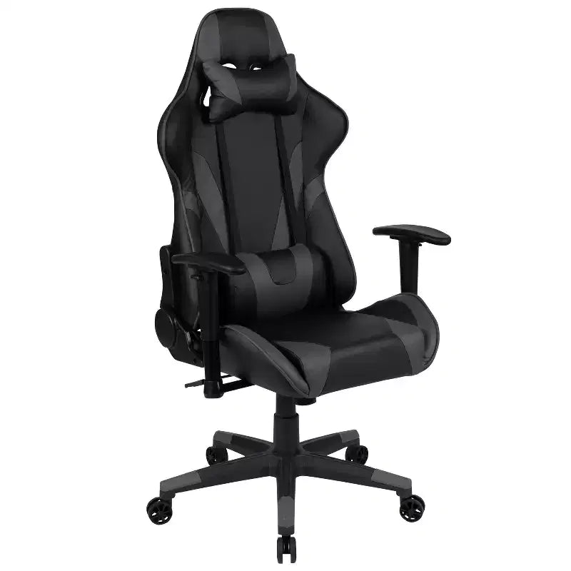 Ensemble bureau de jeu et chaise de jeu inclinable avec porte-gobelet et crochet pour casque