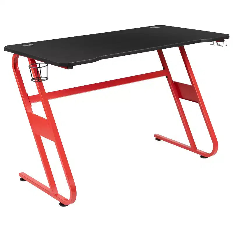 Ensemble bureau de jeu et chaise de jeu inclinable avec porte-gobelet et crochet pour casque
