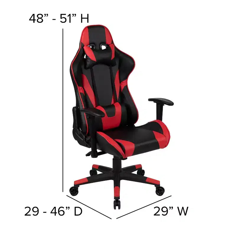 Ensemble bureau de jeu et chaise de jeu inclinable avec porte-gobelet et crochet pour casque