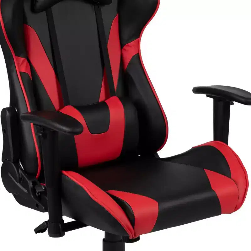 Ensemble bureau de jeu et chaise de jeu inclinable avec porte-gobelet et crochet pour casque