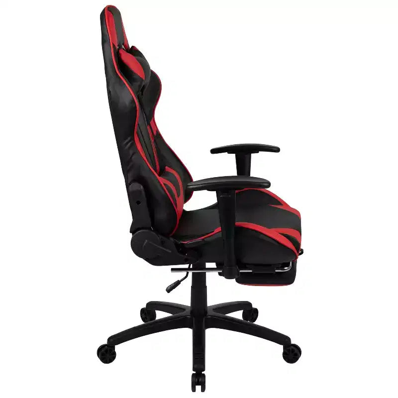 Chaise de jeu de course ergonomique pour bureau et ordinateur, avec dossier entièrement inclinable et coulisse