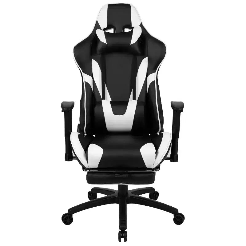 Chaise de jeu de course ergonomique pour bureau et ordinateur, avec dossier entièrement inclinable et coulisse