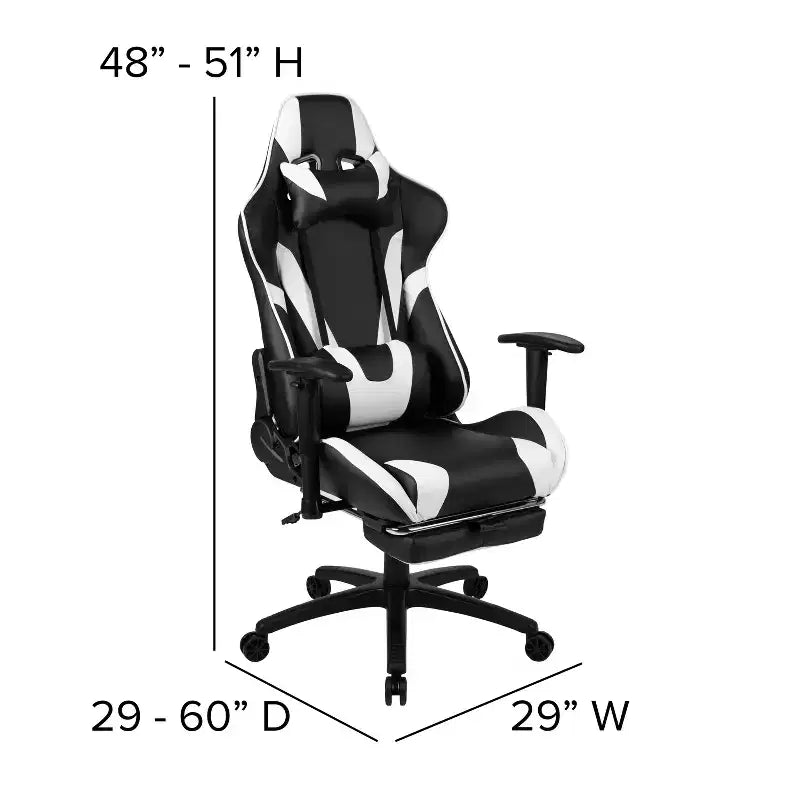 Chaise de jeu de course ergonomique pour bureau et ordinateur, avec dossier entièrement inclinable et coulisse