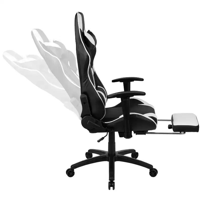Chaise de jeu de course ergonomique pour bureau et ordinateur, avec dossier entièrement inclinable et coulisse