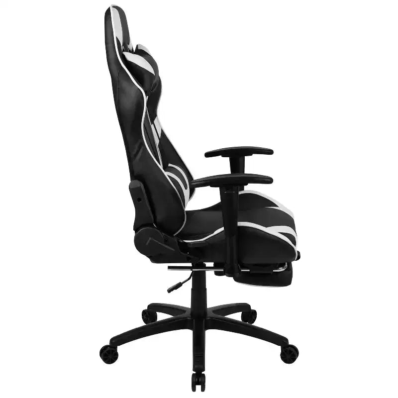 Chaise de jeu de course ergonomique pour bureau et ordinateur, avec dossier entièrement inclinable et coulisse