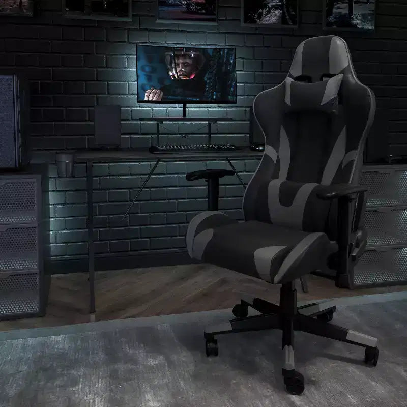 Chaise de jeu de course ergonomique pour bureau et ordinateur, avec dossier entièrement inclinable et coulisse