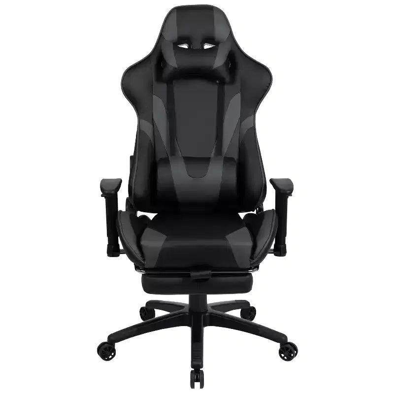 Chaise de jeu de course ergonomique pour bureau et ordinateur, avec dossier entièrement inclinable et coulisse