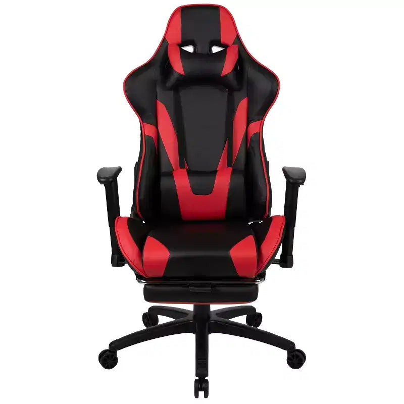 Chaise de jeu de course ergonomique pour bureau et ordinateur, avec dossier entièrement inclinable et coulisse