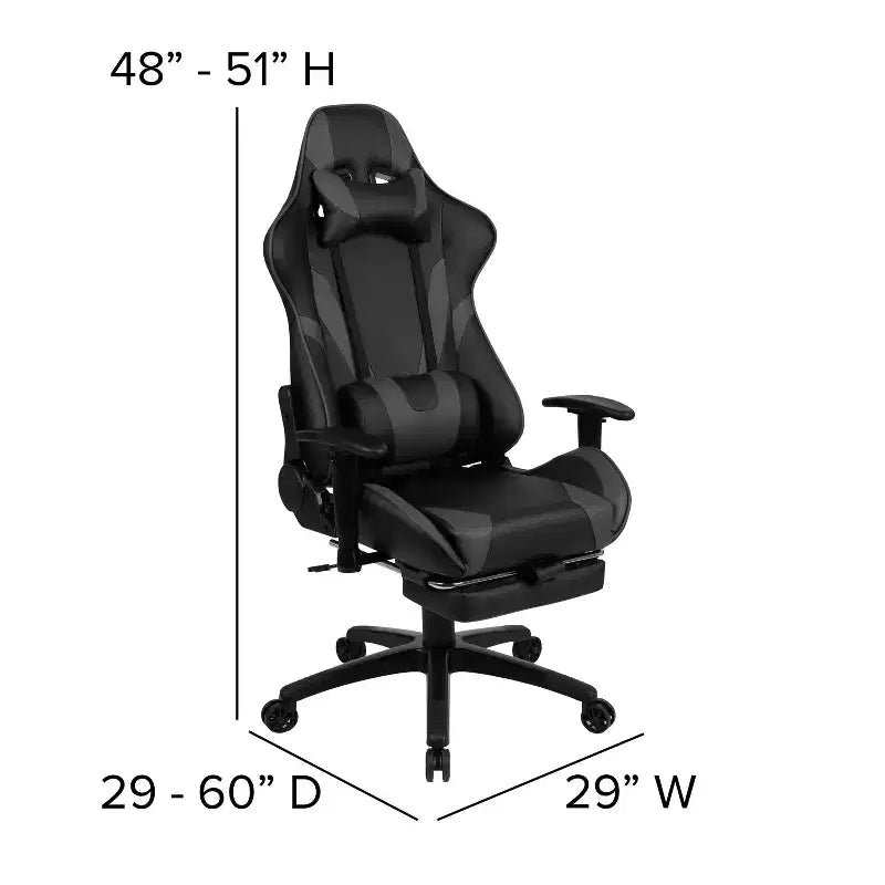 Chaise de jeu de course ergonomique pour bureau et ordinateur, avec dossier entièrement inclinable et coulisse