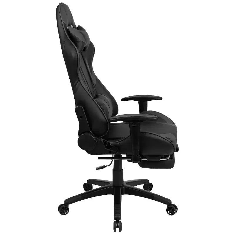 Chaise de jeu de course ergonomique pour bureau et ordinateur, avec dossier entièrement inclinable et coulisse
