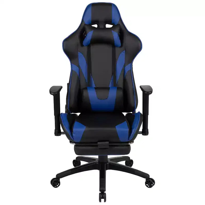 Chaise de jeu de course ergonomique pour bureau et ordinateur, avec dossier entièrement inclinable et coulisse