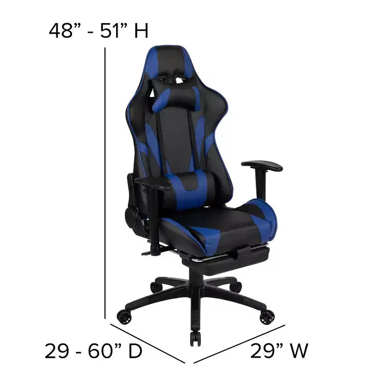 Chaise de jeu de course ergonomique pour bureau et ordinateur, avec dossier entièrement inclinable et coulisse