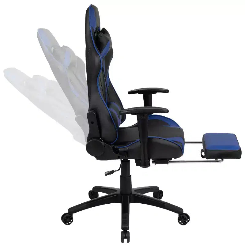 Chaise de jeu de course ergonomique pour bureau et ordinateur, avec dossier entièrement inclinable et coulisse