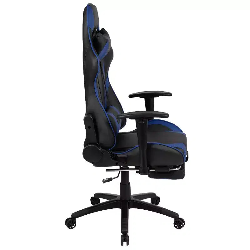 Chaise de jeu de course ergonomique pour bureau et ordinateur, avec dossier entièrement inclinable et coulisse