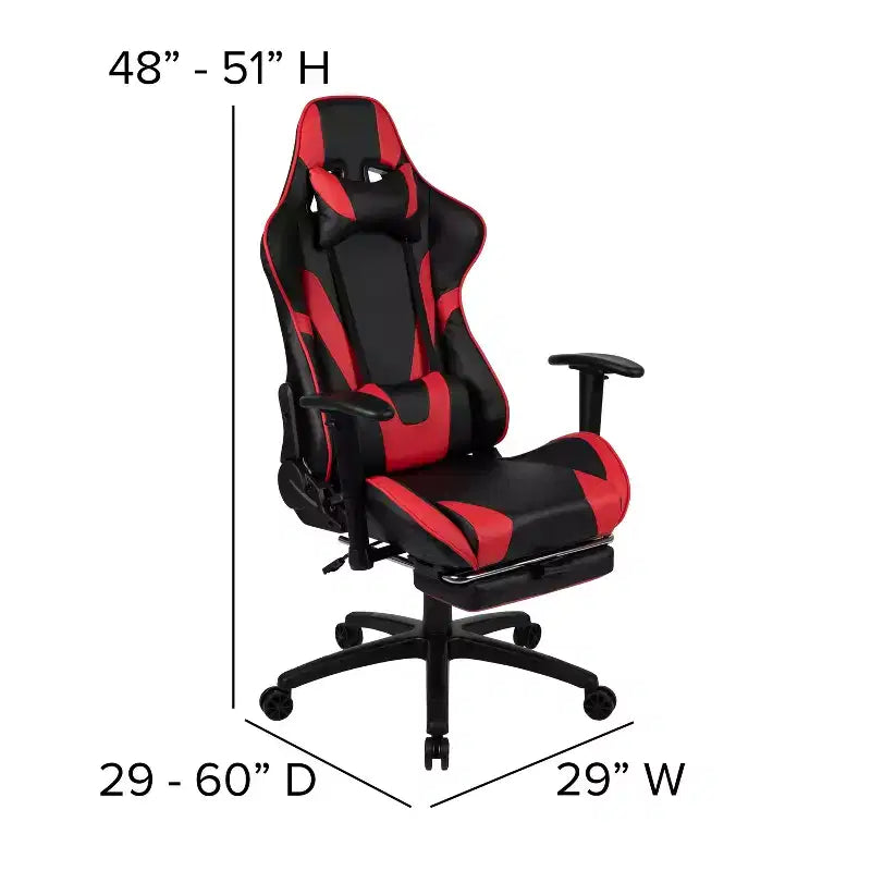 Chaise de jeu de course ergonomique pour bureau et ordinateur, avec dossier entièrement inclinable et coulisse