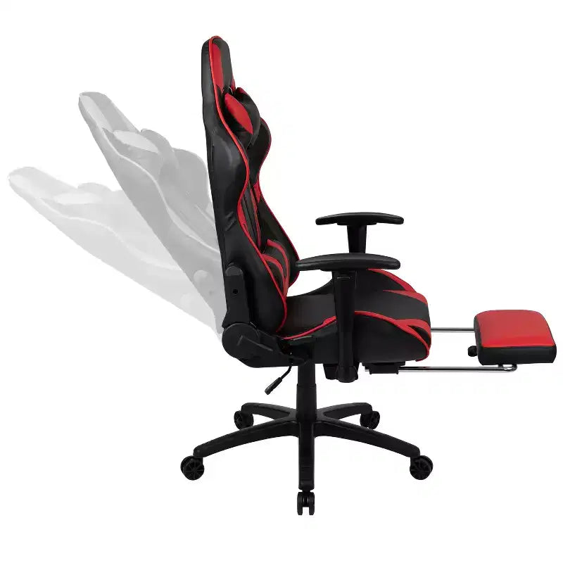Chaise de jeu de course ergonomique pour bureau et ordinateur, avec dossier entièrement inclinable et coulisse