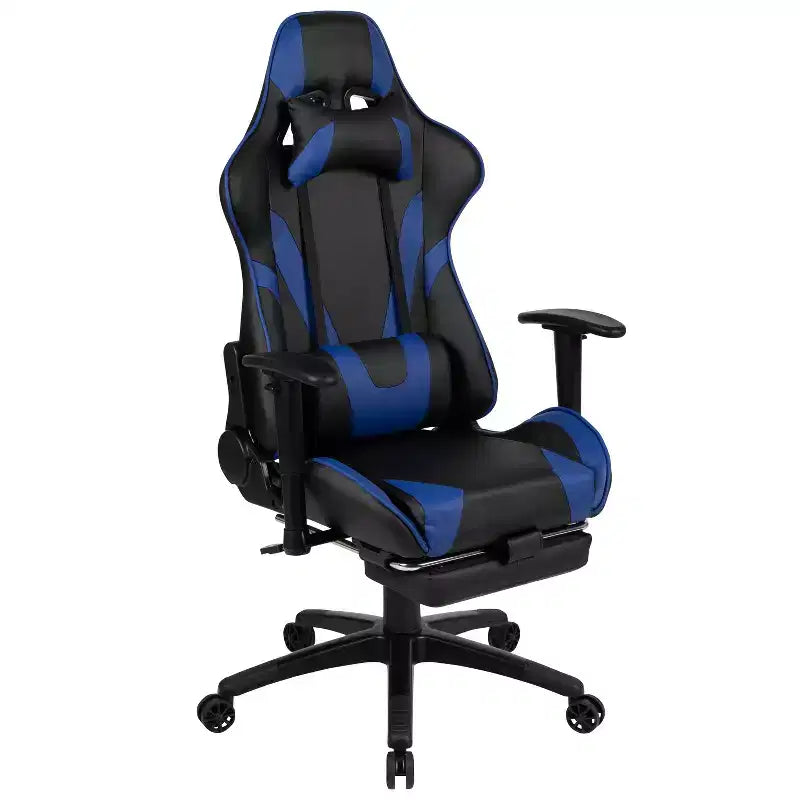 Chaise de jeu de course ergonomique pour bureau et ordinateur, avec dossier entièrement inclinable et coulisse