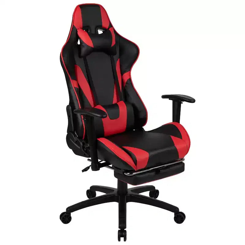 Chaise de jeu de course ergonomique pour bureau et ordinateur, avec dossier entièrement inclinable et coulisse
