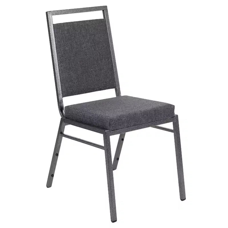 Stapelbarer Bankettstuhl mit eckiger Rückenlehne (Gestell mit silberner strukturierter Oberfläche)