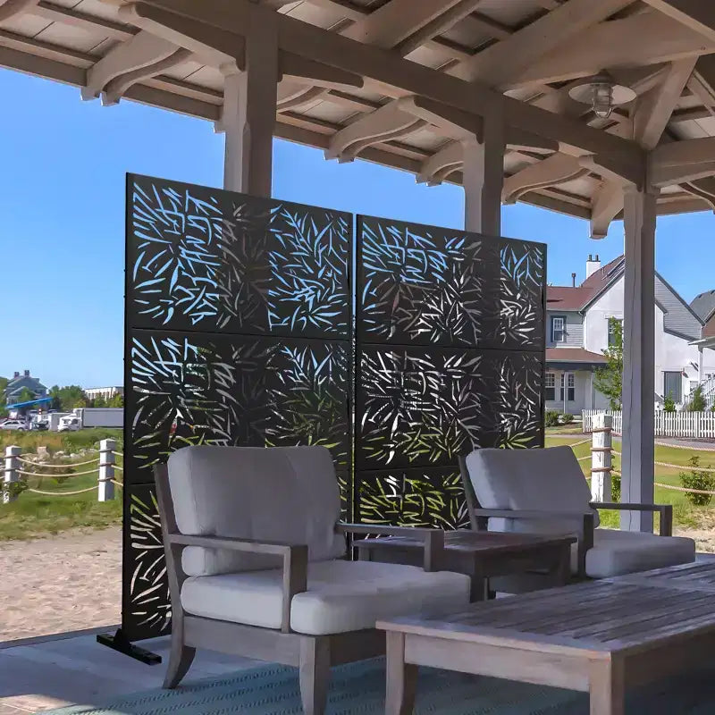 Paravent décoratif d’extérieur autoportant en métal pour terrasse