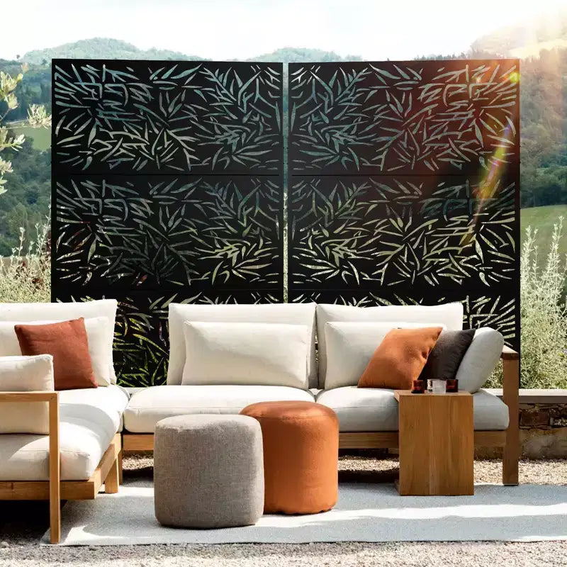 Paravent décoratif d’extérieur autoportant en métal pour terrasse