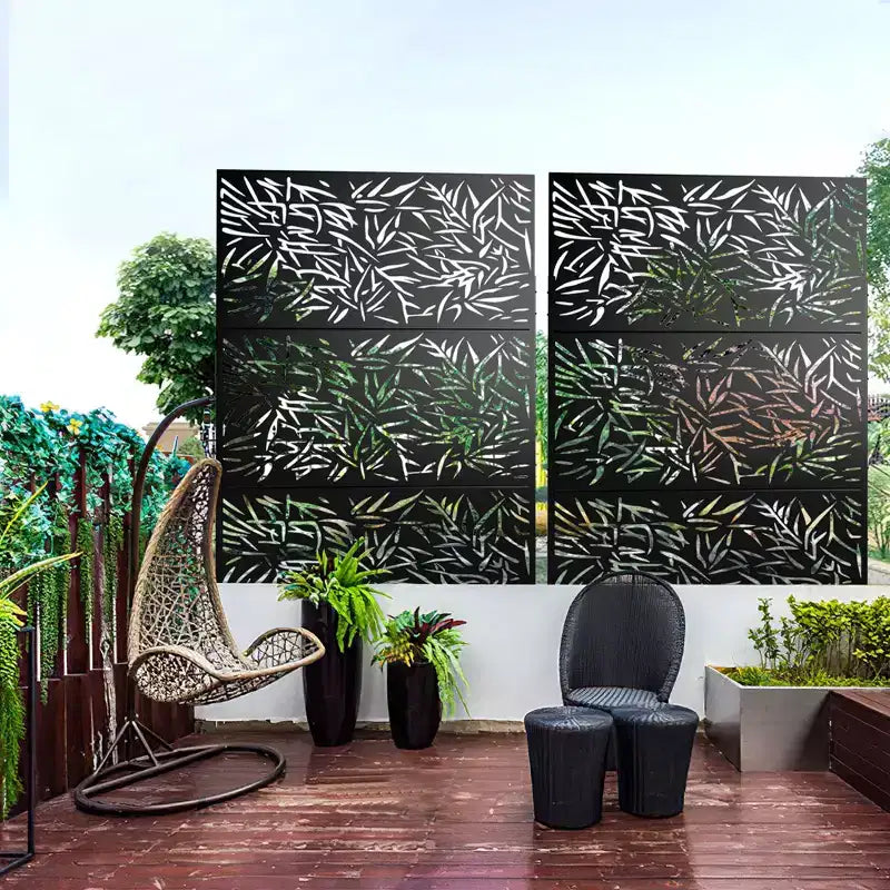 Paravent décoratif d’extérieur autoportant en métal pour terrasse